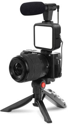 TAJ Vlogging Kit for Video Making Mic Tripod Stand LED Light Tripod Kit(Black, Supports Up to 5000 g)