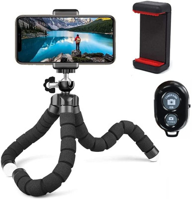 Action Pro Adjustable Mini Tripod with Phone Holder & Bluetooth Remote For All Mobile Phone Tripod Kit(Adjustable Mini Tripod with Phone Holder & Bluetooth Remote For All Mobile Phone, Supports Up to 800 g)