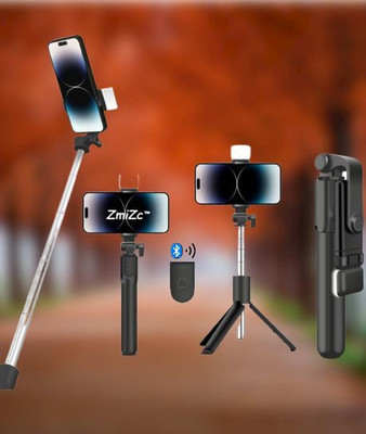 ZmiZc By ZmiZc R1s Bluetooth Selfie Sticks with. Remote and Selfie Light, 3-in-1 Multifunctional Selfie Stick Tripod Stand Mobile Stand Bluetooth Selfie Stick(Black, Remote Included)