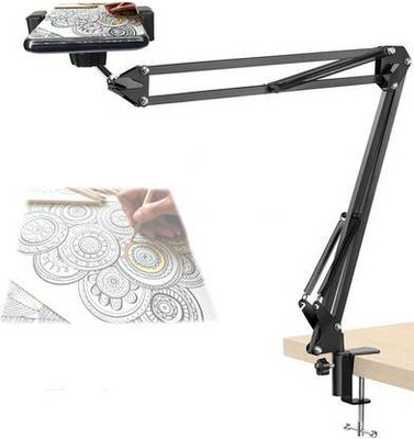 TRYFLY Tabletop Overhead Tripod Mobile Holder with 360 Rotate for Cooking Sketch Videos Tripod Kit(Black, Supports Up to 1500 g)