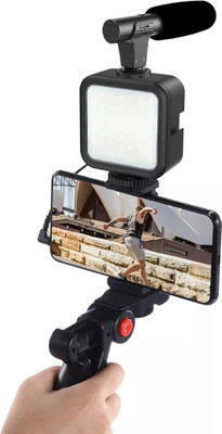 Zohlo VLOGGING VIDEO MAKER KIT WITH MICROPHONE FOR VIDEO RECORDING WITH LIGHT Tripod Kit, Monopod Kit(Black, Supports Up to 1500 g)