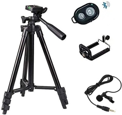 TPZ 3110 Tripod Compatible with All Mobile Phones (Tripod+Remote+Collar Mic(1.5m)) Tripod Kit, Tripod(Multicolor, Supports Up to 1000 g)
