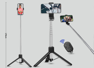 Zohlo 360° Rotation:The Best Selfie Stick with BT Remote for Videos, Images, and Vlogs Tripod(Black, Supports Up to 400 g)