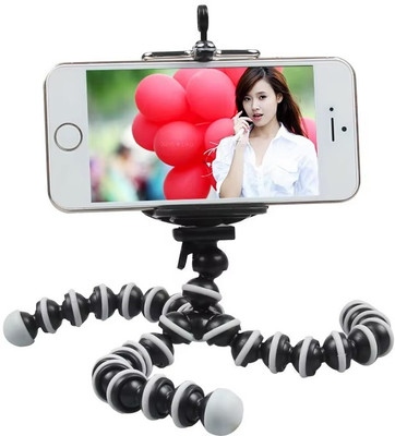 RECTITUDE Flexible Gorilla Mini Tripod with Phone Holder & Pan Head Adjustment Smartphone Tripod(White/Black, Supports Up to 1000 g)