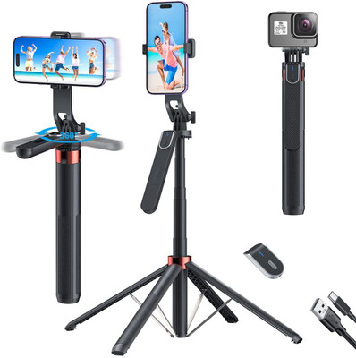 Adofys KS-10 wireless bluetooth Extendable tripod+selfie stick Tripod (Black, Supports Up to 500 g) Tripod(Black, Supports Up to 500 g)