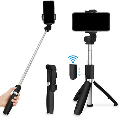 Infinite Digital Selfie Stick with Tripod Stand, Bluetooth Extendable Tripod for Mobile Phone_C13 Tripod(Black, Silver, Supports Up to 506 g)