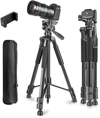 Adofys 70” Aluminium Camera Tripod with Travel Bag and Phone Holder Tripod(Black, Supports Up to 5000 g)