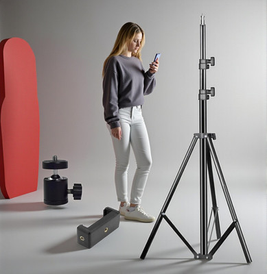 LUGZY Tripod Stand Aluminium Alloy for Camera with Free Mobile Holder 7 FEET SV6 Tripod(Black, Supports Up to 4000 g)