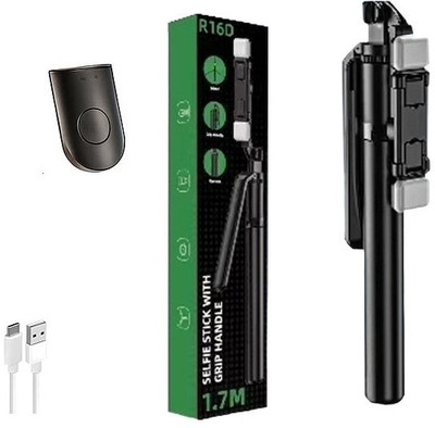 Nextronomy R16D 170cm Extendable Selfie Stick Tripod | Dual LED Lights | Foldable Design Tripod(Black, Supports Up to 1800 g)