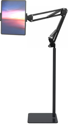 BROLAVIYA Tripod Floor Stand for 4'-11' inch, with Gooseneck Clip Lazy Arm Bracket for Both Mobiles and Tablets Tripod(Black, Supports Up to 500 g)