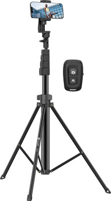 Tygot 67-Inch Aluminium Tripod with Bluetooth Remote, Stand for Camera, Mobile, Videos Tripod(Black, Supports Up to 5000 g)