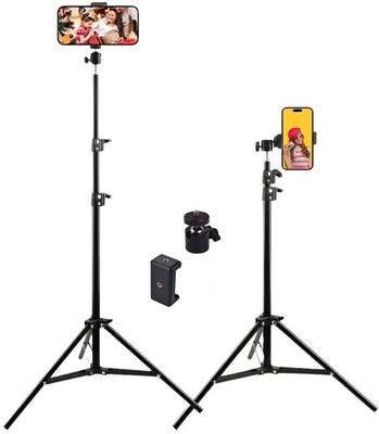 BASS BLING Lightweight & Portable 7Ft Long Tripod Stand with Adjustable Clip Holder Tripod Tripod, Tripod Ball Head(Black, Supports Up to 2000 g)