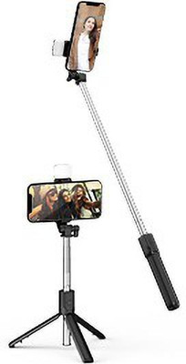 HIFY Monopod/Selfie Stick Bluetooth Tripod with Beauty Lights,3 in 1 Extendable Phone Stand Holder with Detachable Wireless Remote Compatible with IOS and Android Smart Phone Monopod, Tripod, Monopod(Black, Supports Up to 400 g)