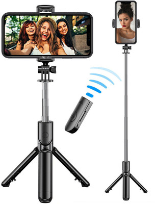 SOJUBA Mobile holder stand Tripod Bluetooth Selfie stick Tripod with Remote Tripod, Monopod, Monopod Kit, Tripod Kit(Black, Supports Up to 500 g)
