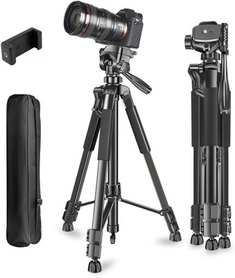 Adofys 70” Aluminium Camera Tripod with Travel Bag and Phone Holder Tripod(Black, Supports Up to 5000 g)