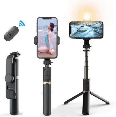 GUGGU TEJ_624D_R1S Selfie stick tripod|| with wireless bluetooth remote Tripod(Black, Supports Up to 1500 g)