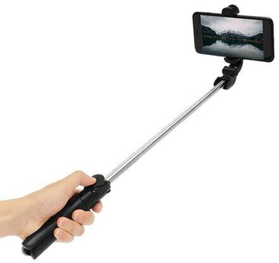 Glatoxi Bluetooth Extendable Selfie Stick Tripod, Monopod(Black, Supports Up to 400 g)