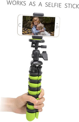 RECTITUDE Stable and Secure Mini Tripod for Mobile, Tripod for DSLR & Mirrorless Cameras Tripod(Green & Black, Supports Up to 1000 g)