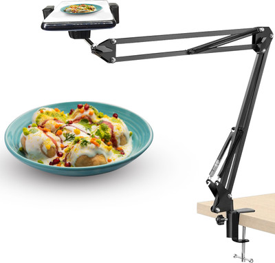 ZOKMOB Professional Overhead Video Recording Stand Bracket for Both Mobiles & Tablets Tripod, Tripod Clamp, Tripod Bracket, Tripod Ball Head(Gooseneck Mobile Holder, Black, Supports Up to 1500 g)
