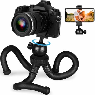 Dallao Flexible Gorillapod Tripod with 360° Rotating Ball Head Tripod for All DSLR Cameras(Max Load 1.5 kgs) & Mobile Phones + Free Heavy Duty Mobile Holder (12 Inch) Tripod(Black, Supports Up to 1500 g)