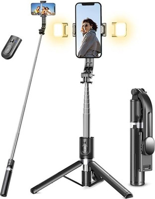 Sconzi 45” Selfie Tripod with Bluetooth Remote – Android/iOS Ready Tripod(Black, Supports Up to 1100 g)