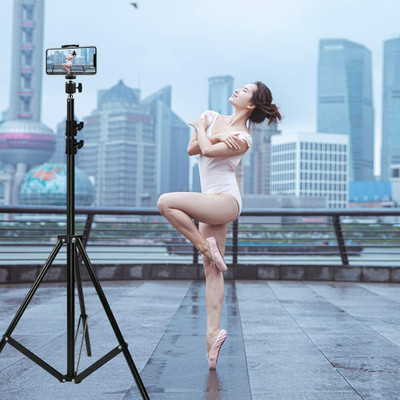 Speeqo 7 Feet Portable Adjustable Tripod Stand, Rotating Ball Head Mobile Clip Monopod Tripod, Tripod Bracket, Tripod Ball Head, Monopod, Tripod Kit(Black, Supports Up to 2100 g)