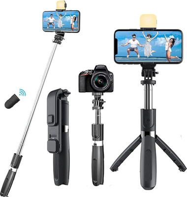 Sulfur 3-in-1 Convertible Tripod with Fill Light Rotating phone Holder&Bluetooth Remote Tripod, Tripod Kit, Tripod Bracket(Black, White, Silver, Supports Up to 300 g)