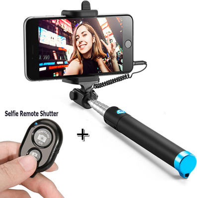 BUFONA Bluetooth Selfie Stick(Black, Remote Included)