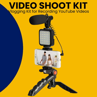 Clairbell (Video Kit) with LED Lights & Wireless Microphone Setup For Vlogging/YouTubeG496 Tripod(Black, Supports Up to 1500 g)