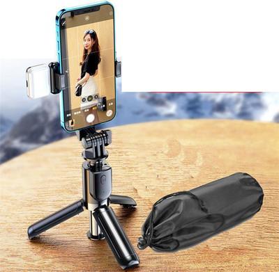 BUFONA Mobile Stand Wireless Remote Control Selfie Stick Tripod With Flash Light Gimbal Tripod, Monopod, Monopod Kit, Tripod Ball Head, Tripod Bracket, Tripod Clamp, Tripod Kit(Black, Supports Up to 700 g)