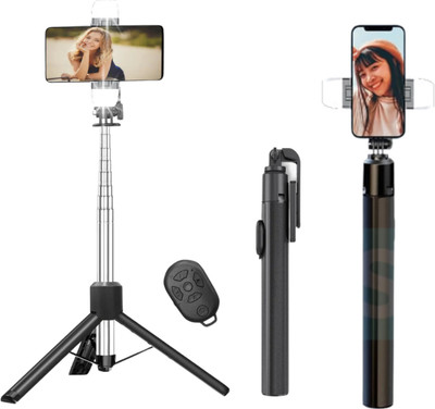 Ruskin 170cm Tripod Selfie Stick with Remote Shutter Get the Whole Scene Tripod(Black, Supports Up to 1200 g)