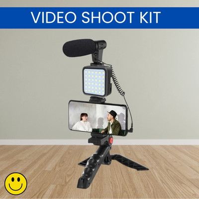 GUGGU Video Kit with Wireless Microphone, LED Lights & Tripod For Vlogging/YoutubeT295 Tripod(Black, Supports Up to 1500 g)