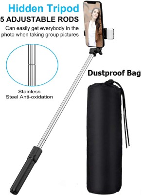 BUFONA Handheld Selfie Stick Holder With Remote,Carry Bag Bluetooth Selfie Stick Stand Tripod, Monopod, Monopod Kit, Tripod Kit, Tripod Bracket, Tripod Clamp(Black, Supports Up to 600 g)