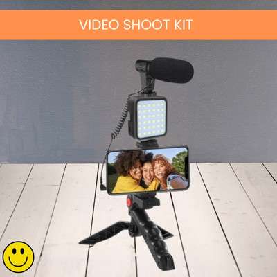 GUGGU Video Kit with Wireless Microphone, LED Lights & Tripod For Vlogging/YoutubeT79 Tripod(Black, Supports Up to 1500 g)