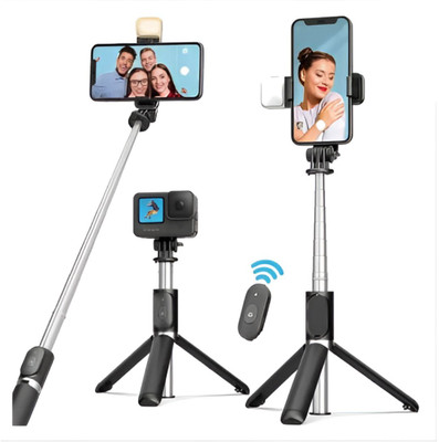 WATTHICK Bluetooth Selfie Stick Tripod(Black, Supports Up to 500 g)