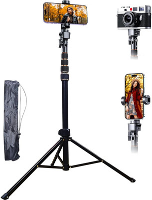 Hold up 83Inch Multi-function mobile phone live broadcast floor stand Bracket Tripod Tripod, Tripod Bracket(Black, Supports Up to 2000 g)