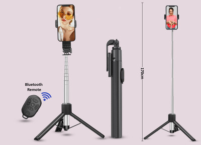 Blue Birds Long Selfie Stick ,Tripod Stand with BT Remote upto 170cm Tripod(Black, Supports Up to 400 g)