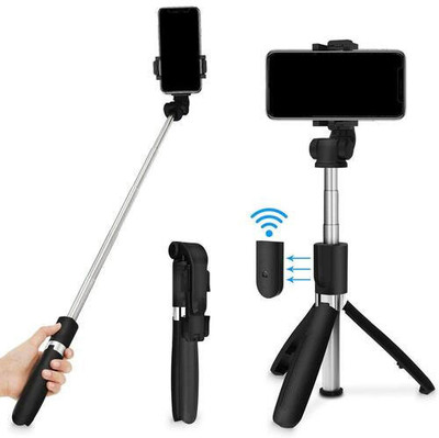 G2L R1 Selfie Stick With 360 Degree Rotation Wireless Extendable Stand Tripod, Monopod Kit, Tripod Clamp(Black, Supports Up to 400 g)
