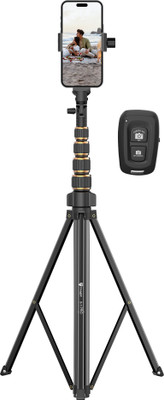 Tygot X-1 PRO 78-Inches (200cm) Aluminium Tripod with Bluetooth Remote Stand for Phone Tripod(Black, Supports Up to 5000 g)