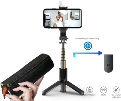 POZUB in tripods Selfie sticks & Monopods +Carry Pouch Mobile Stand With Fill Light Tripod, Tripod Kit, Tripod Clamp, Tripod Bracket, Tripod Ball Head, Monopod Kit, Monopod(Black, Supports Up to 600 g)