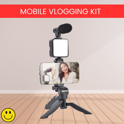 FRONY Video Kit with Wireless Microphone, LED Lights & Tripod For Vlogging/YoutubeA13 Tripod(Black, Supports Up to 1500 g)