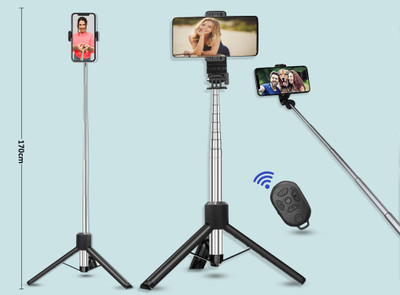 Blue Birds 3-in-1 Tripod with Detachable Remote upto 170 cm Selfie Stick Tripod(Black, Supports Up to 400 g)