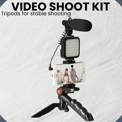 Clairbell (Video Kit) with LED Lights & Wireless Microphone Setup For Vlogging/YouTubeG168 Tripod(Black, Supports Up to 1500 g)