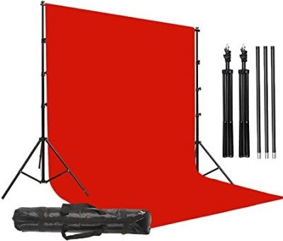 PIXSO 8X12 Red Backdrop Photography Stand Background Kit Portable Foldable With Bag Reflector