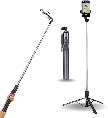 GETGETO Selfie Stick Tripod 170cm Extendable with Remote for Vlogging & Live Tripod, Monopod Kit, Tripod Kit(Black, Supports Up to 1100 g)