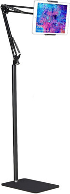 BROLAVIYA Tripod Floor Stand for 4'-10.2' Diagonal inch, with Gooseneck Clip Lazy Arm Bracket for Both Mobiles and Tablets for Bedroom, Office, Kitchen Tripod(Black, Supports Up to 800 g)