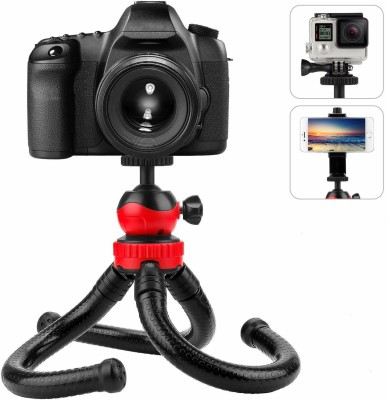 Dallao Flexible Gorillapod Tripod with 360° Rotating Ball Head Tripod for All DSLR Cameras(Max Load 1.5 kgs) & Mobile Phones + Free Heavy Duty Mobile Holder (10 Inch) Tripod((Black and Red, Supports Up to 1500 g)