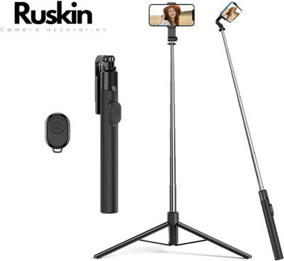 Ruskin Y17 Selfie Stick Tripod for Photography with Bluetooth remote Selfie Stick 180cm Tripod, Monopod Kit, Tripod Kit(Black, Supports Up to 1000 g)