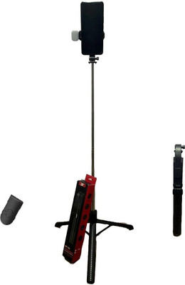 GETGETO DF-06 Adjustable Selfie Stick with Tripod for Smooth Video Recording Tripod(Black, Supports Up to 1200 g)