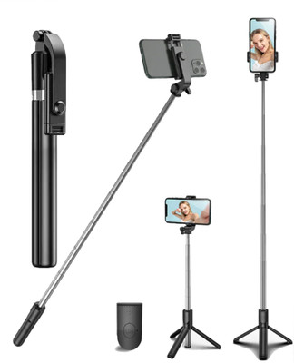 subton Big Tripod 5ft 6inch Long Selfie Stick with Wireless Selfie Remote for Vlog Reel Tripod, Tripod Clamp, Tripod Bracket(Black, Supports Up to 1000 g)